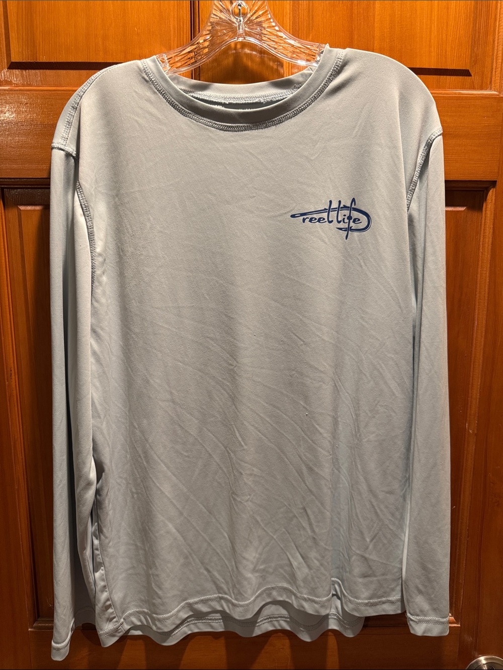 Reel Life Men's Long-Sleeve Performance Shirt in Light Gray Size Large